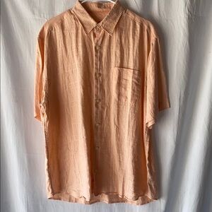 Men's Tommy Bahama textured Linen Peach‎ Short Sleeve Shirt Button Down